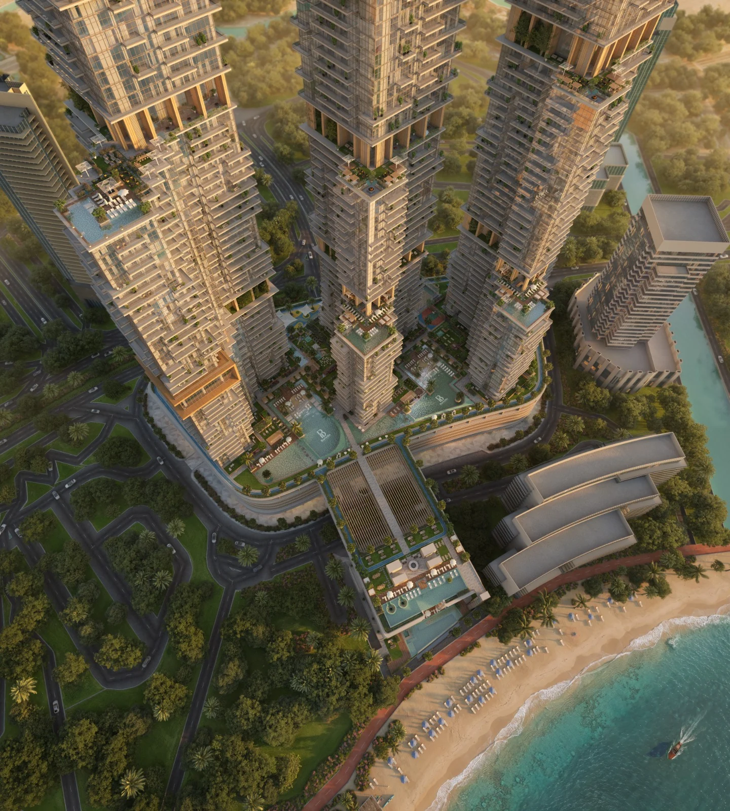 Night-time skyline view from Beach Resort Residence 77 on Al Reem Island
